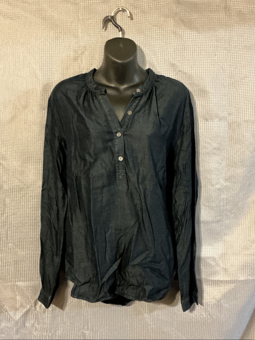 Anthropologie Navy Long-Sleeve Henley Shirt